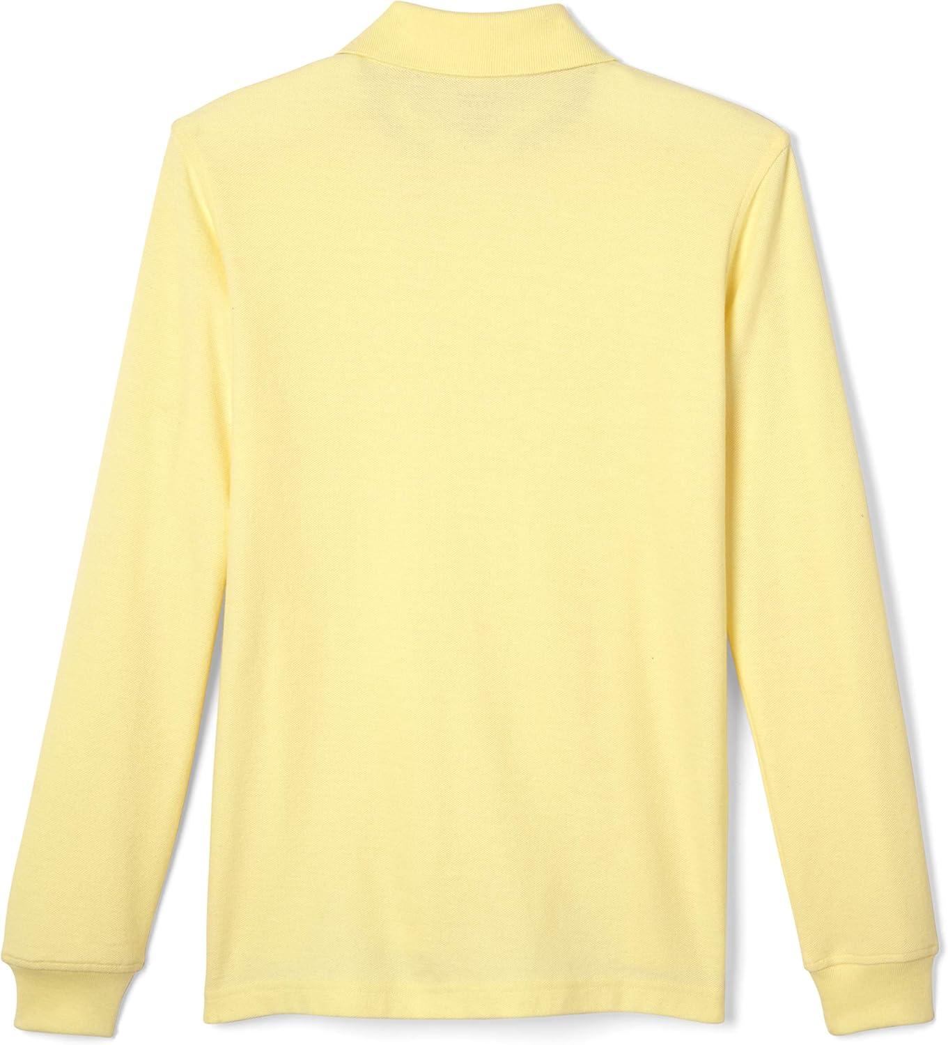 French Toast Boys Pique Polo School Uniform Shirt with Long Sleeves for Boys and Girls(Yellow)
