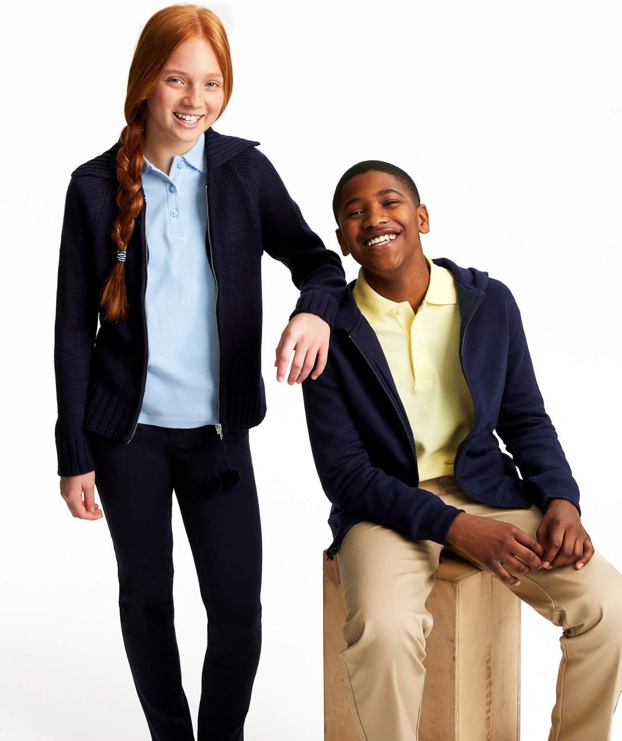 French Toast Boys Pique Polo School Uniform Shirt with Long Sleeves for Boys and Girls(Yellow)