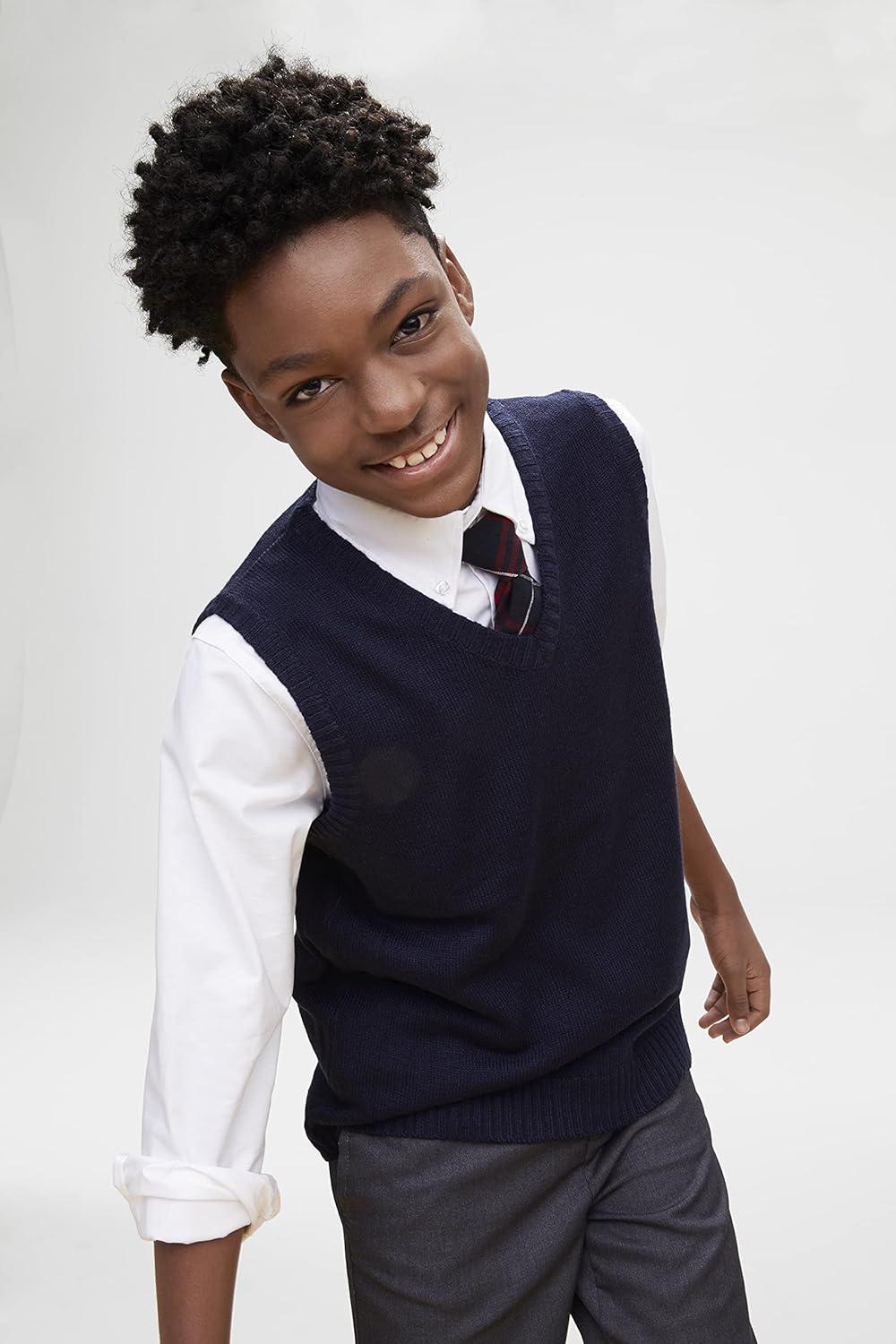French Toast Little Boys’ V-Neck Vest(Navy)