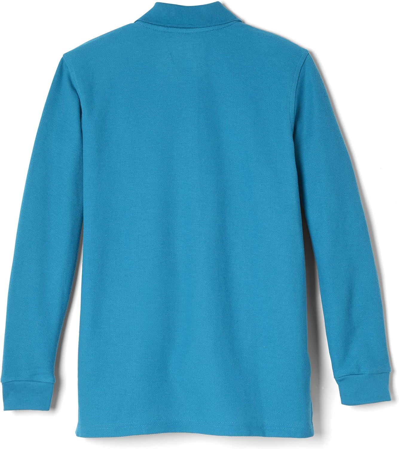 French Toast Boys Pique Polo School Uniform Shirt with Long Sleeves for Boys and Girls(Teal)