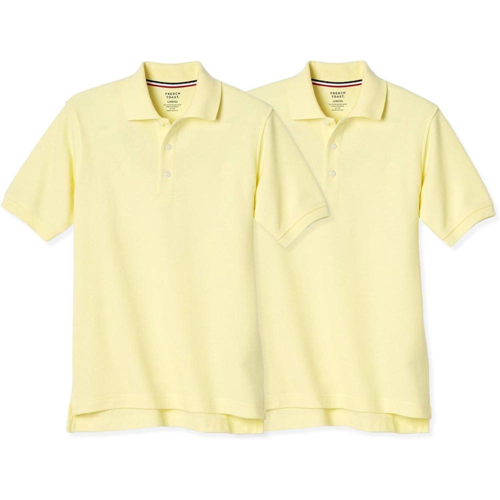 French Toast Boys’ 2-Pack Short Sleeve Pique Polo Shirt(Yellow)