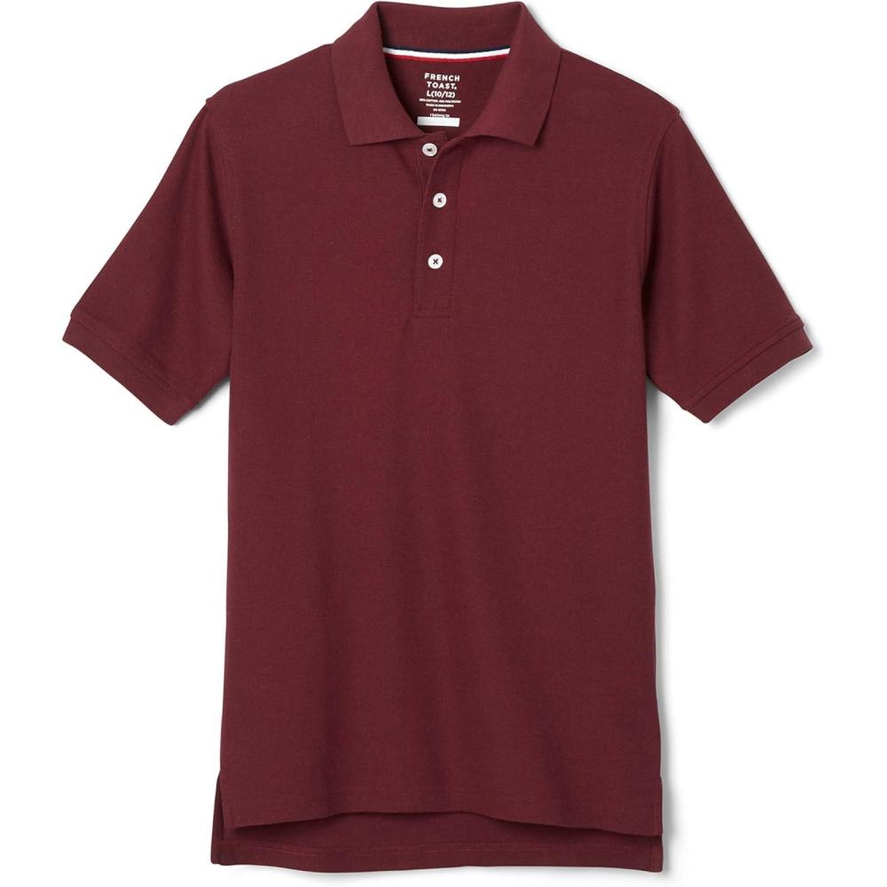French Toast Kids’ Pique Polo (Standard & Husky)(Burgundy)