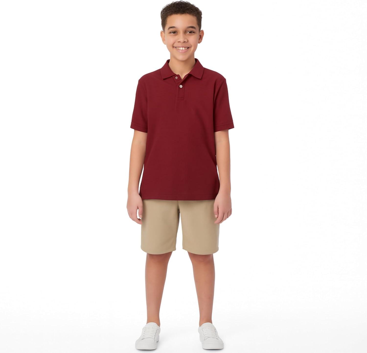 French Toast Kids’ Pique Polo (Standard & Husky)(Burgundy)