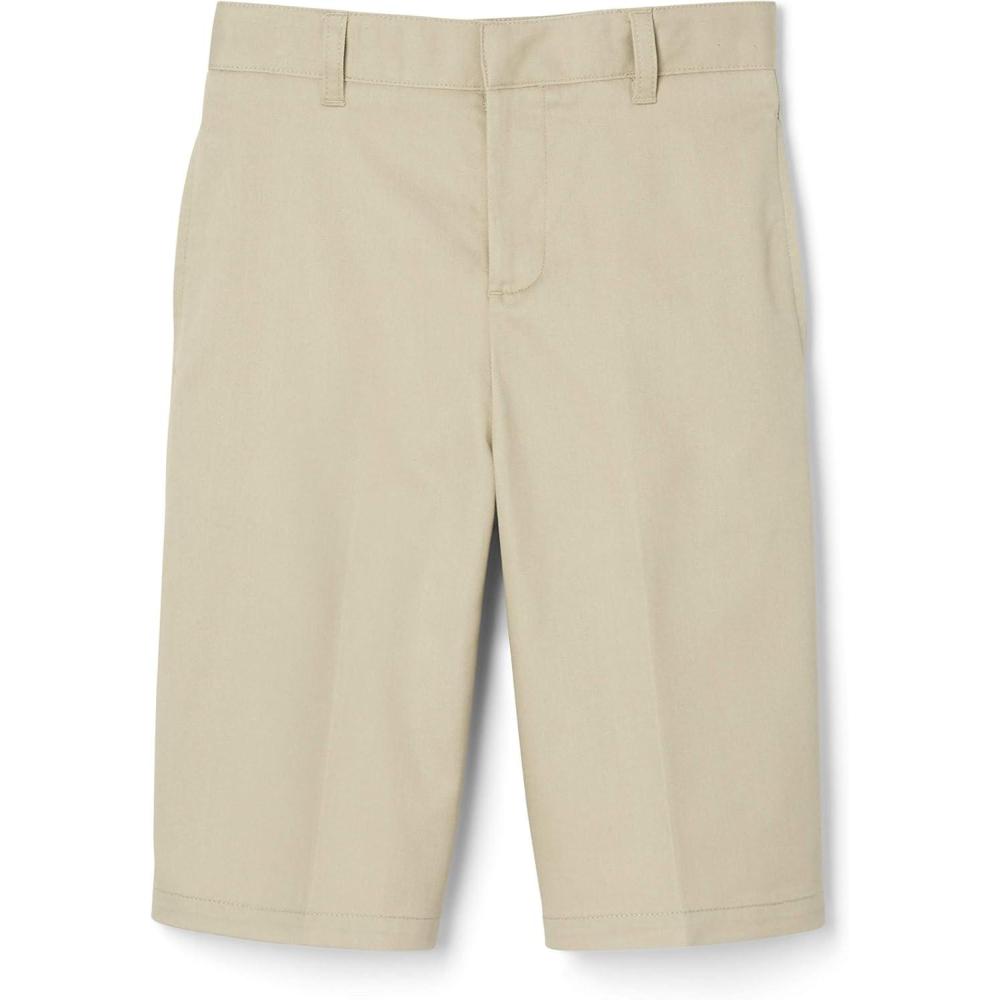 French Toast Boys’ Adjustable Waist Stretch Flat Front Shorts (Standard & Husky) for School Uniform(Khaki)