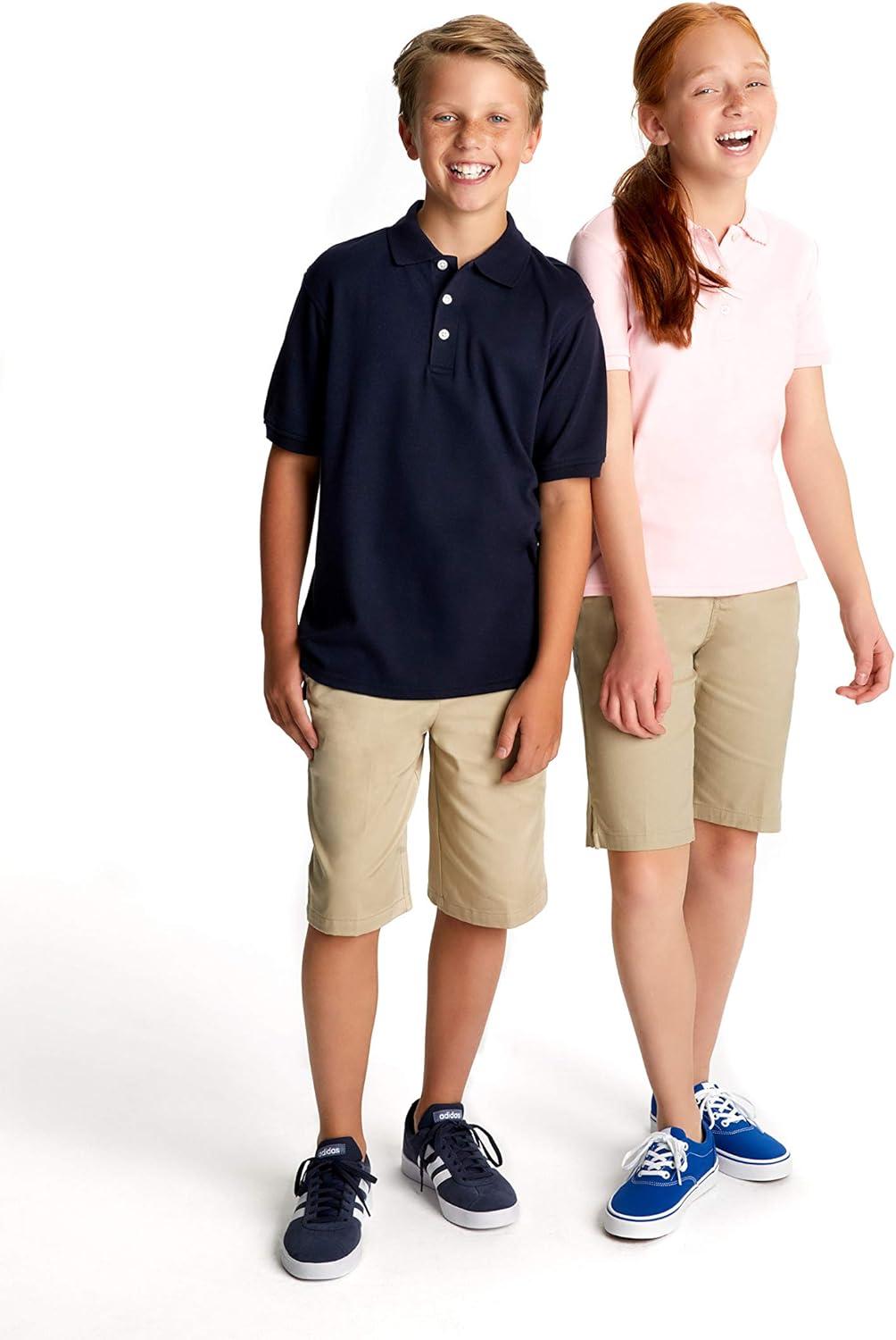 French Toast Boys’ Adjustable Waist Stretch Flat Front Shorts (Standard & Husky) for School Uniform(Khaki)