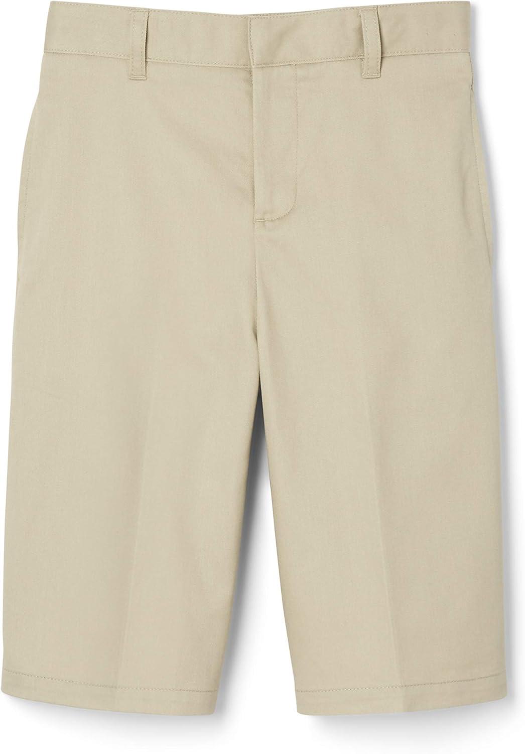 French Toast Boys’ Adjustable Waist Stretch Flat Front Shorts (Standard & Husky) for School Uniform(Khaki)