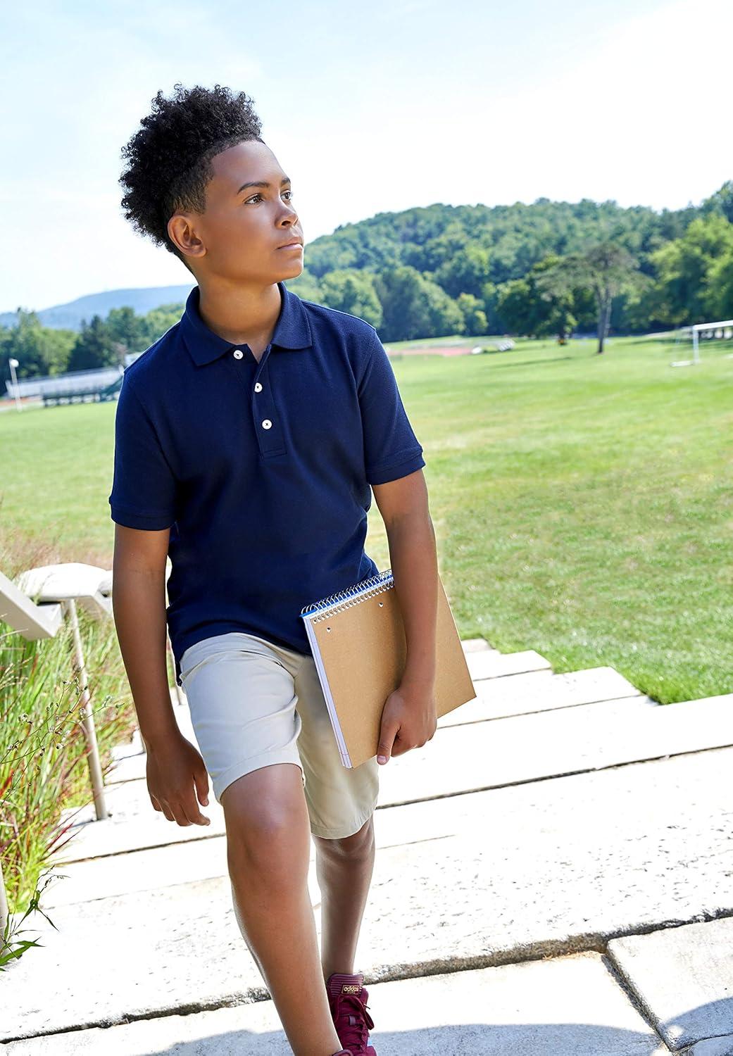 French Toast Boys’ Adjustable Waist Stretch Flat Front Shorts (Standard & Husky) for School Uniform(Khaki)