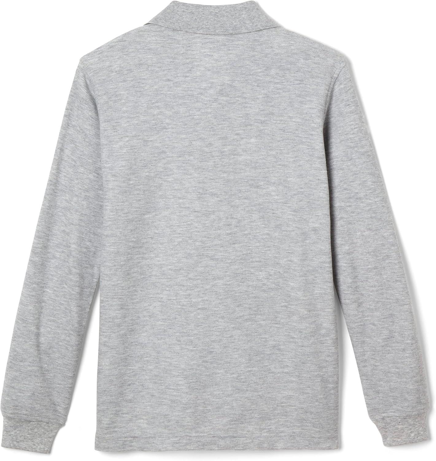 French Toast Boys Pique Polo School Uniform Shirt with Long Sleeves for Boys and Girls(Heather Gray)