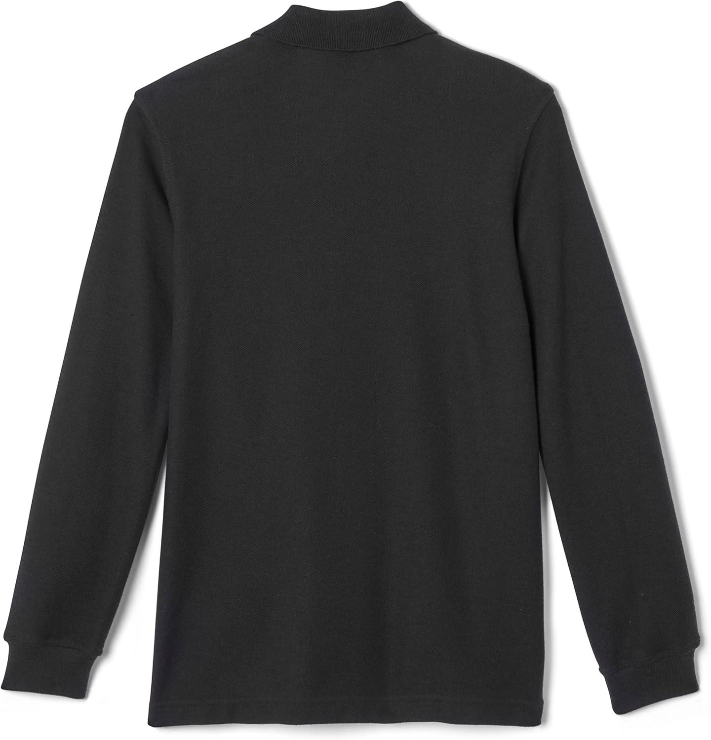 French Toast Boys Pique Polo School Uniform Shirt with Long Sleeves for Boys and Girls(Black)
