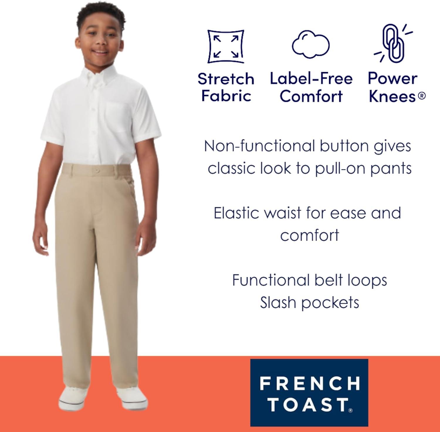 French Toast Boys Pull-On Relaxed Fit School Uniform Pant (Standard & Husky)(Navy)