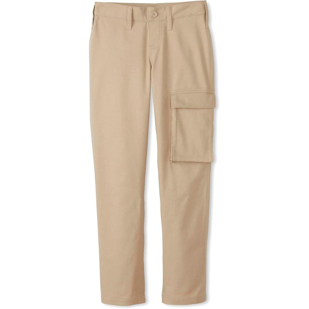 French Toast Boys Adaptive Seated Straight Leg Stretch Twill Pant with Thigh Pocket(Khaki)