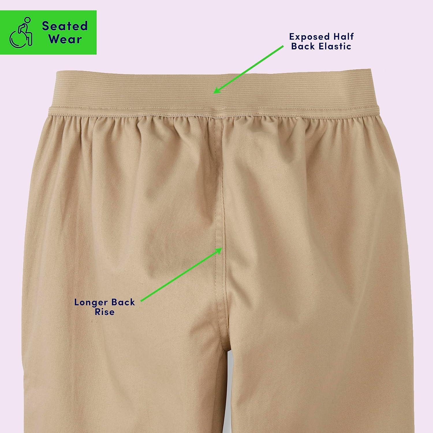 French Toast Boys Adaptive Seated Straight Leg Stretch Twill Pant with Thigh Pocket(Khaki)