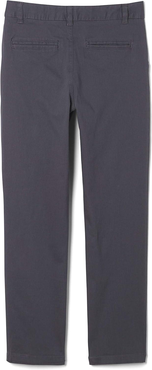 French Toast Boys’ Adjustable Waist Straight Fit Stretch Twill Chino Pant(Heather Gray)
