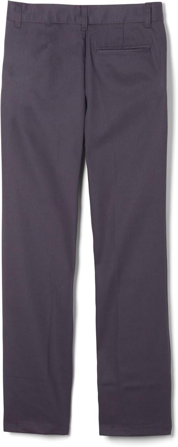 French Toast Boys’ Relaxed Fit Twill Pant with Adjustable Waist in Standard Slim and Husky(Heather Gray)
