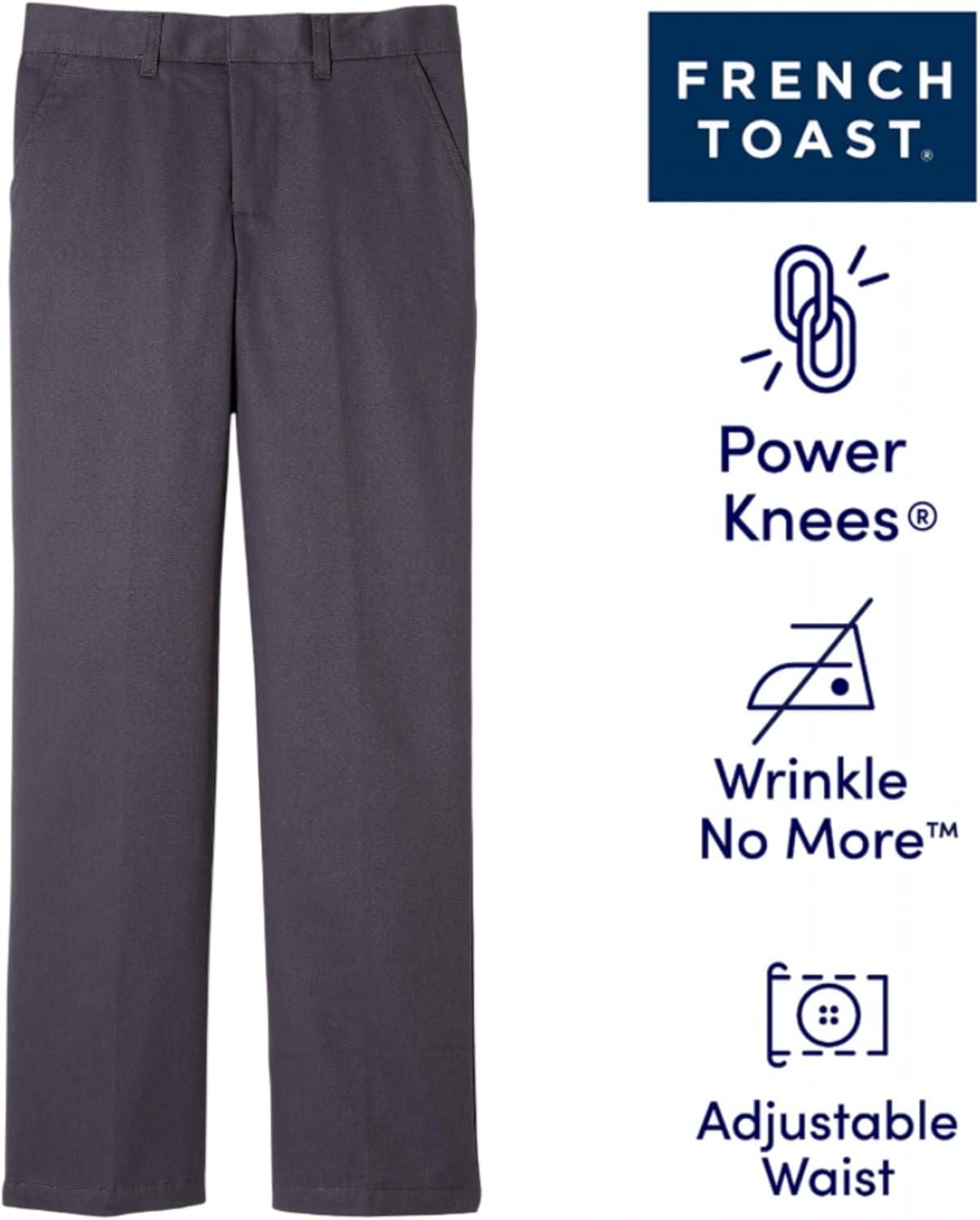 French Toast Boys’ Relaxed Fit Twill Pant with Adjustable Waist in Standard Slim and Husky(Heather Gray)