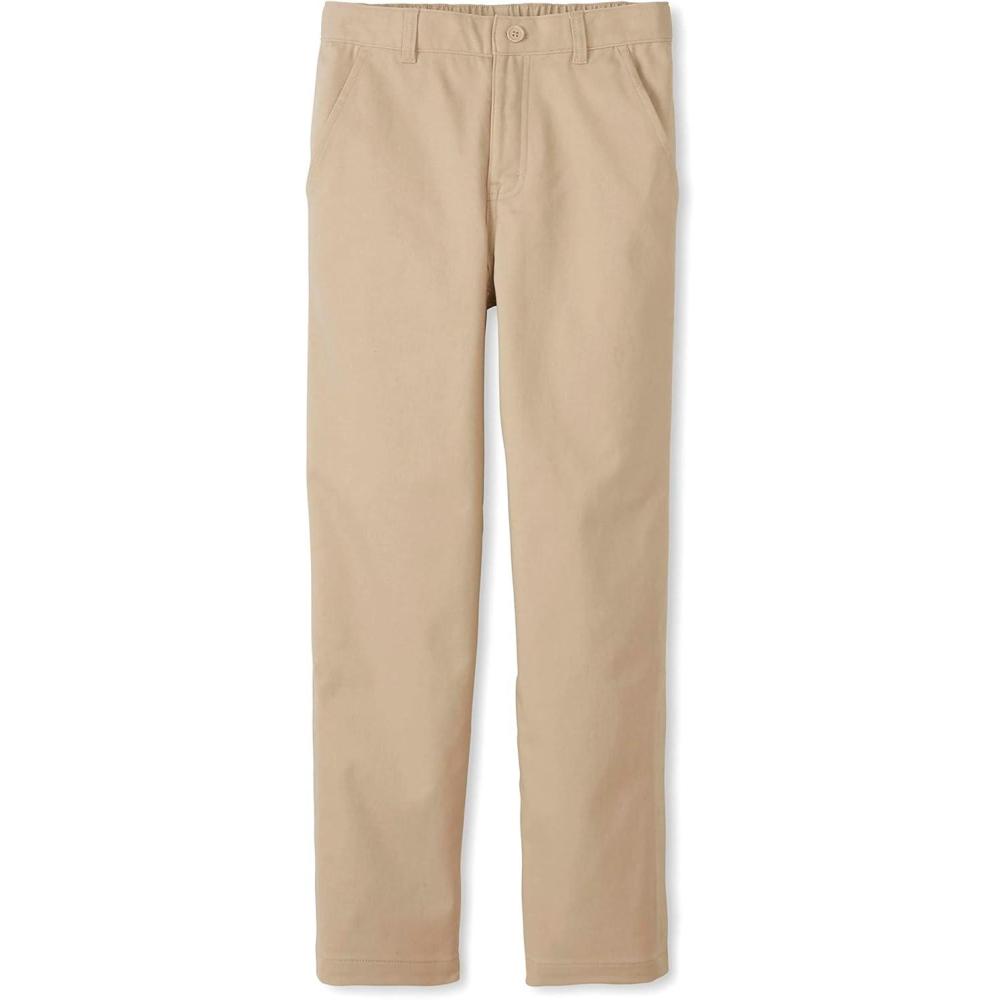 French Toast Boys Adaptive Updated Relaxed Fit Twill Pants with Hook and Loop Closure and Pull-Apart Leg Openings(Khaki)