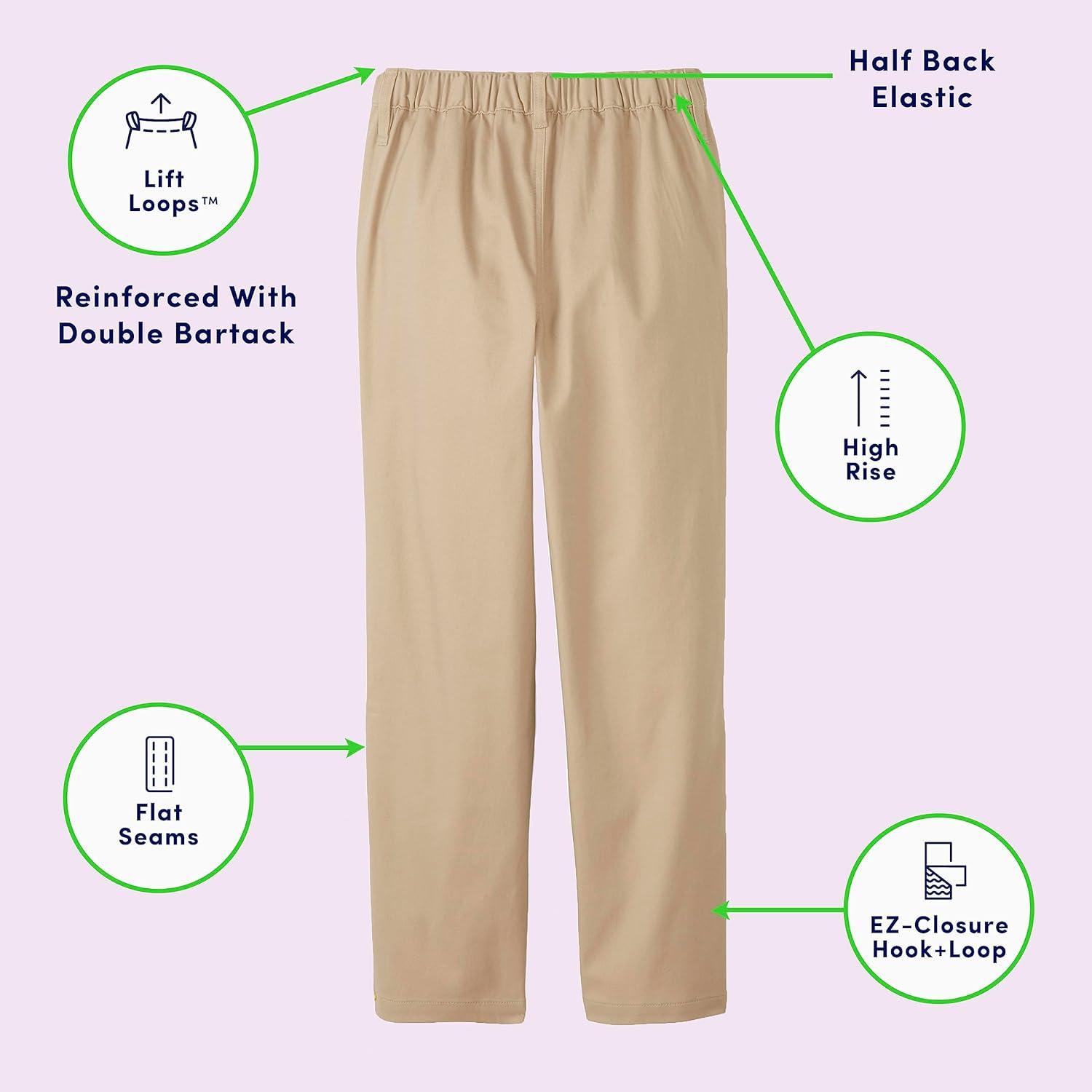 French Toast Boys Adaptive Updated Relaxed Fit Twill Pants with Hook and Loop Closure and Pull-Apart Leg Openings(Khaki)