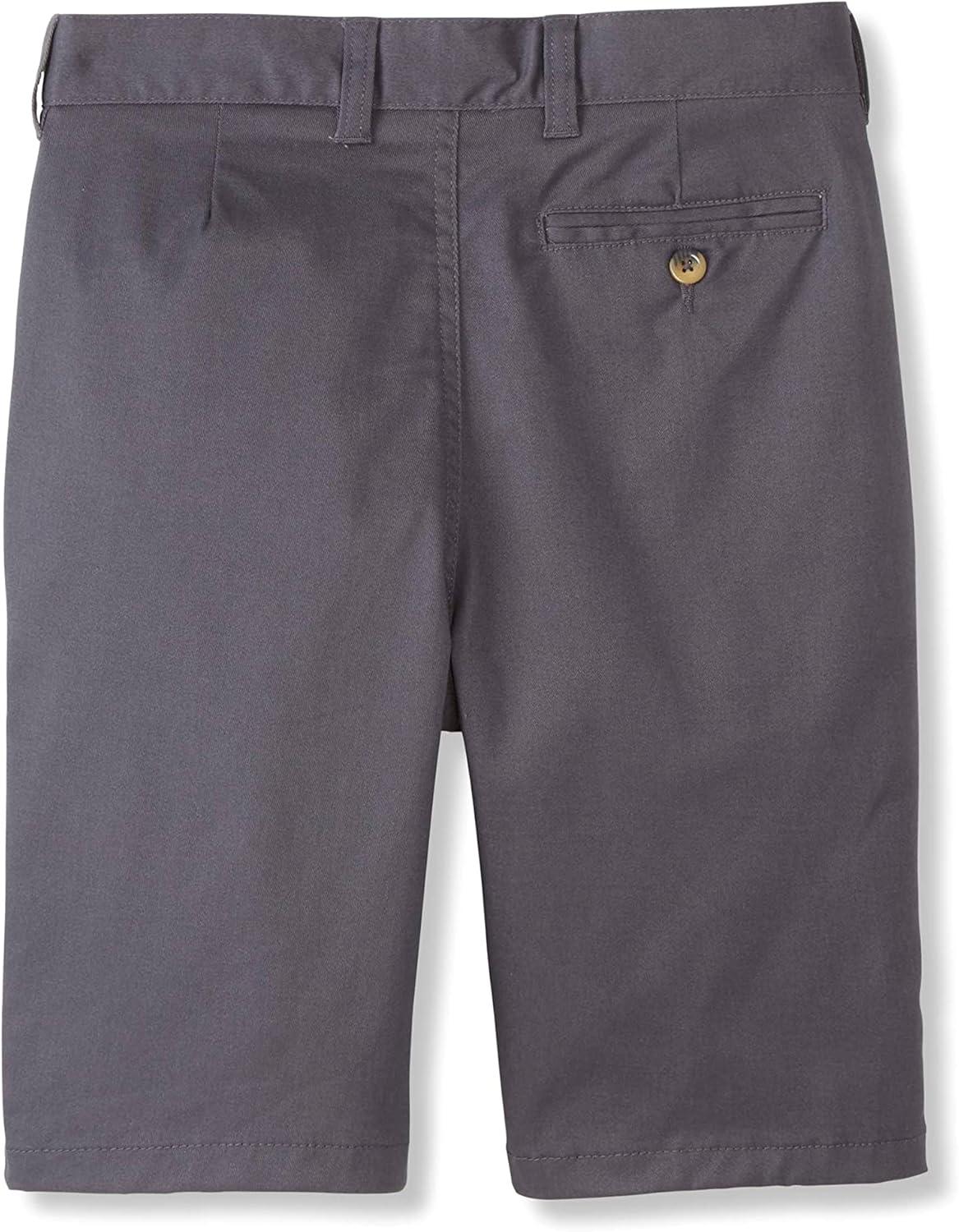 French Toast Boys’ Adjustable Waist Stretch Flat Front Shorts (Standard & Husky) for School Uniform(Grey)