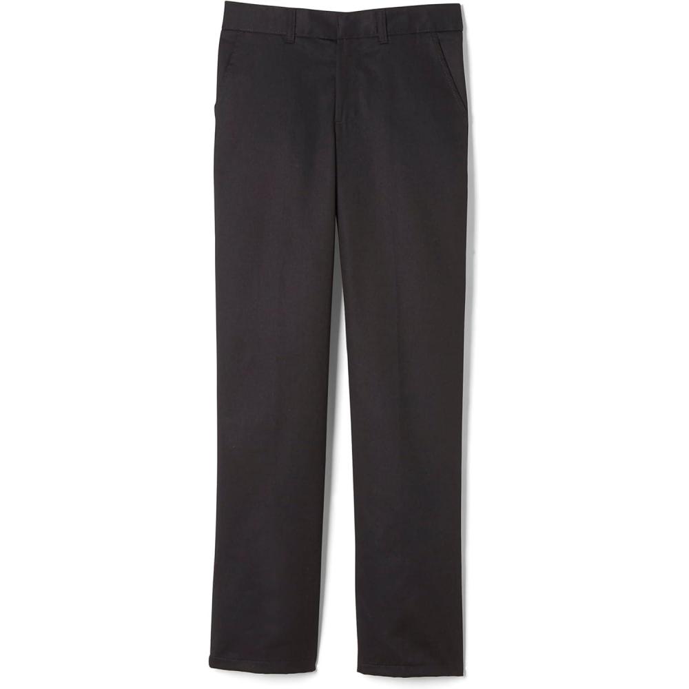 French Toast Boys’ Adjustable Waist Relaxed Fit Twill Pant (Standard, Slim & Husky)(Black)