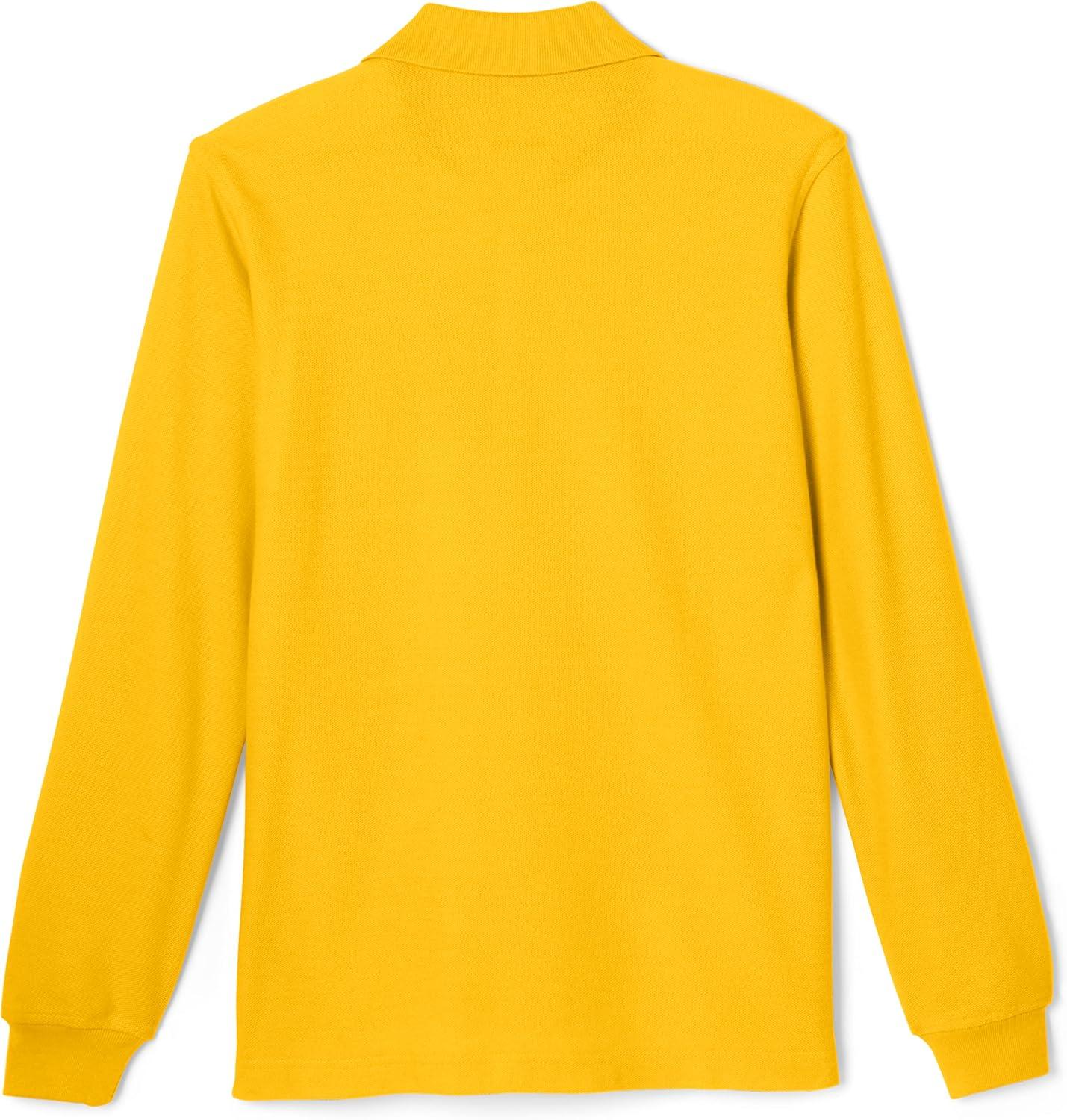 French Toast Boys Pique Polo School Uniform Shirt with Long Sleeves for Boys and Girls(Gold)