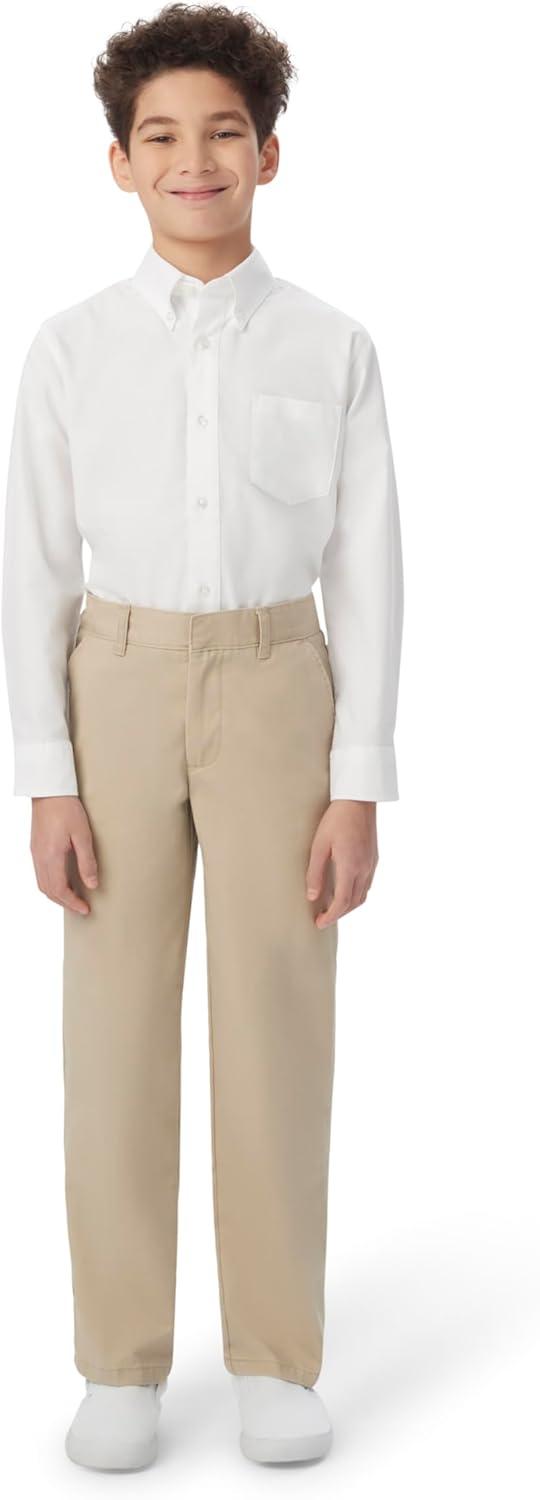 French Toast Boys’ Adjustable Waist Relaxed Fit Twill Pant (Standard, Slim & Husky)(Burgundy)