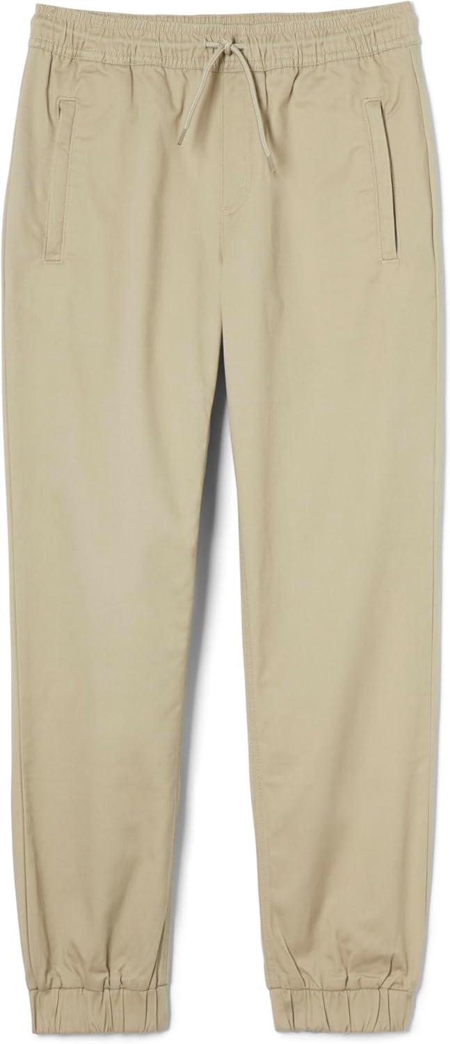 French Toast Young Men’s Pull-On Stretch Twill Jogger with Zipper Pockets(Khaki)