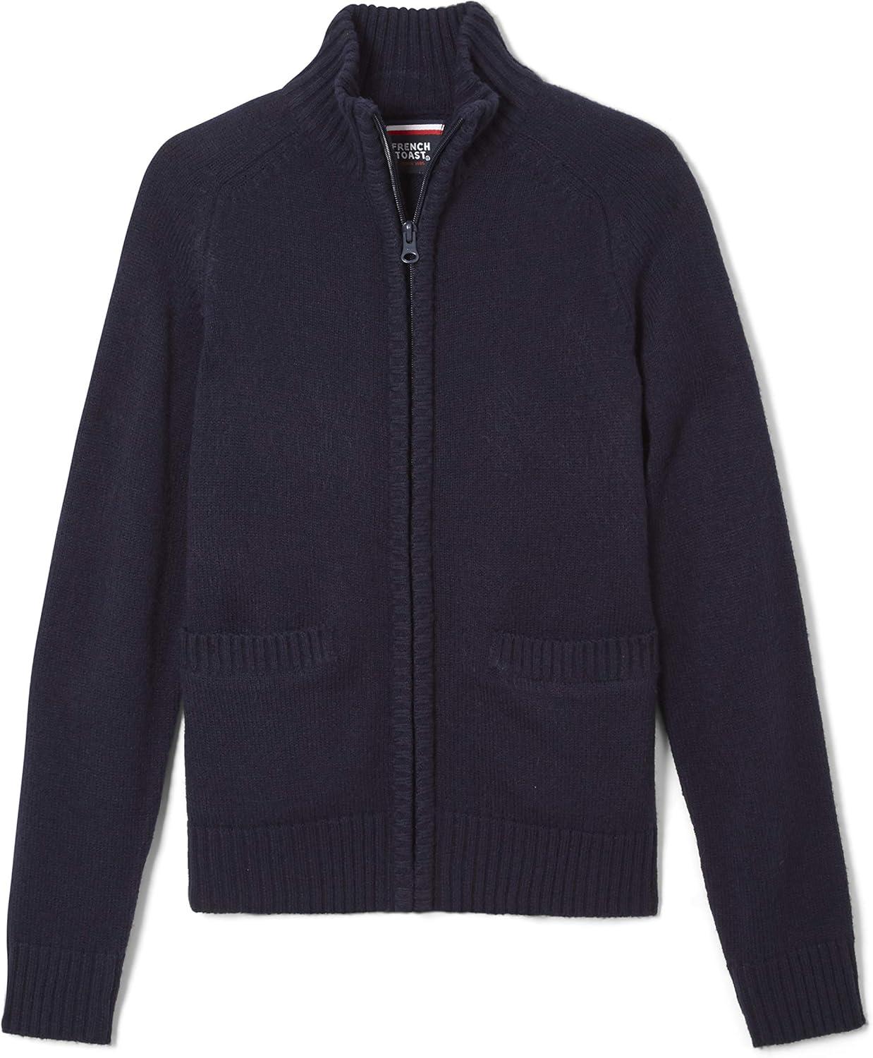 French Toast Boys’ Zip Front Sweater(Navy)
