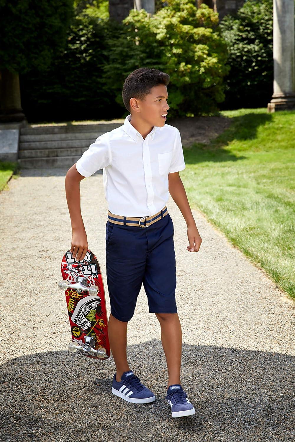French Toast Boys’ Elastic Back Shorts School Uniform for Kids(Navy)