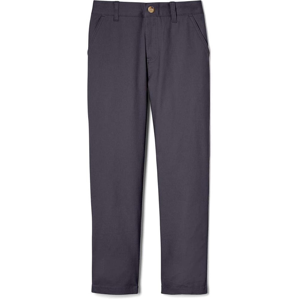 French Toast Boys’ Adjustable Waist Straight Fit Stretch Twill Chino Pant(School Uniform Heather Gray)