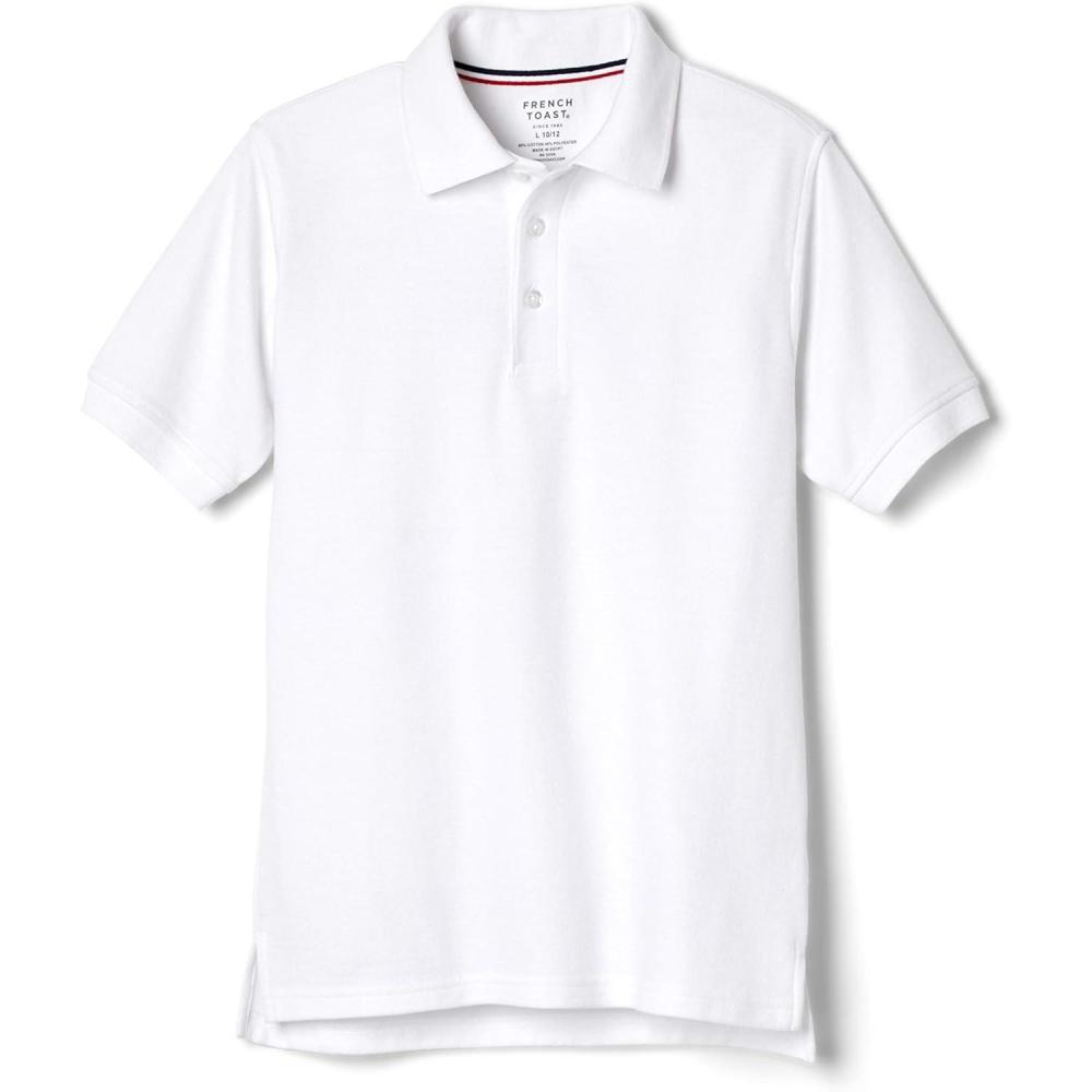French Toast Kids’ Pique Polo (Standard & Husky)(White)