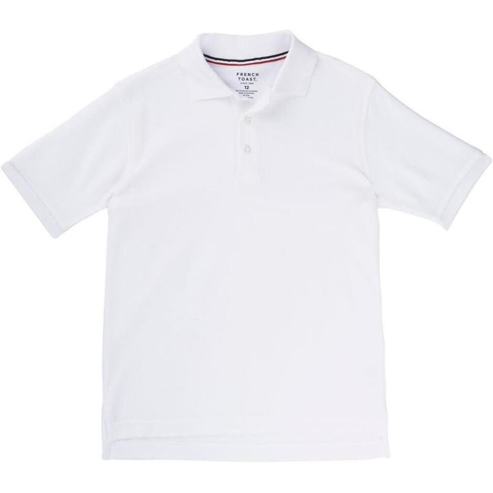 French Toast Kids’ Pique Polo (Standard & Husky)(White-blue)