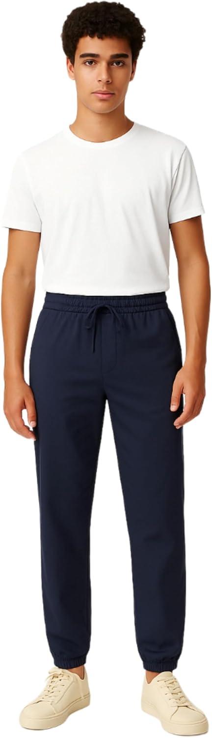 French Toast Young Men’s Pull-On Stretch Twill Jogger with Zipper Pockets(Navy)