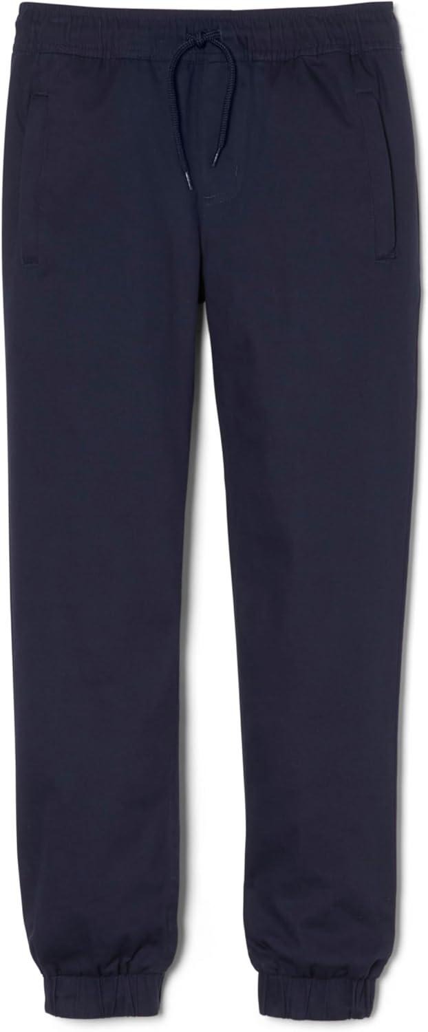French Toast Young Men’s Pull-On Stretch Twill Jogger with Zipper Pockets(Navy)
