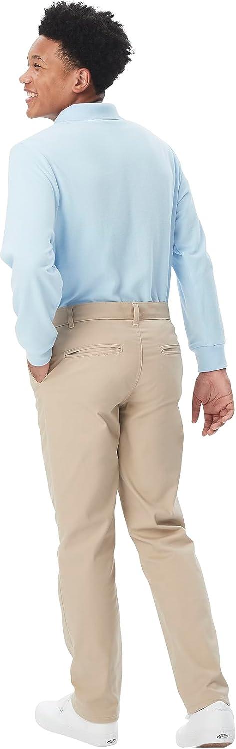 French Toast Boys’ Adjustable Waist Straight Fit Stretch Twill Chino Pant(Khaki)