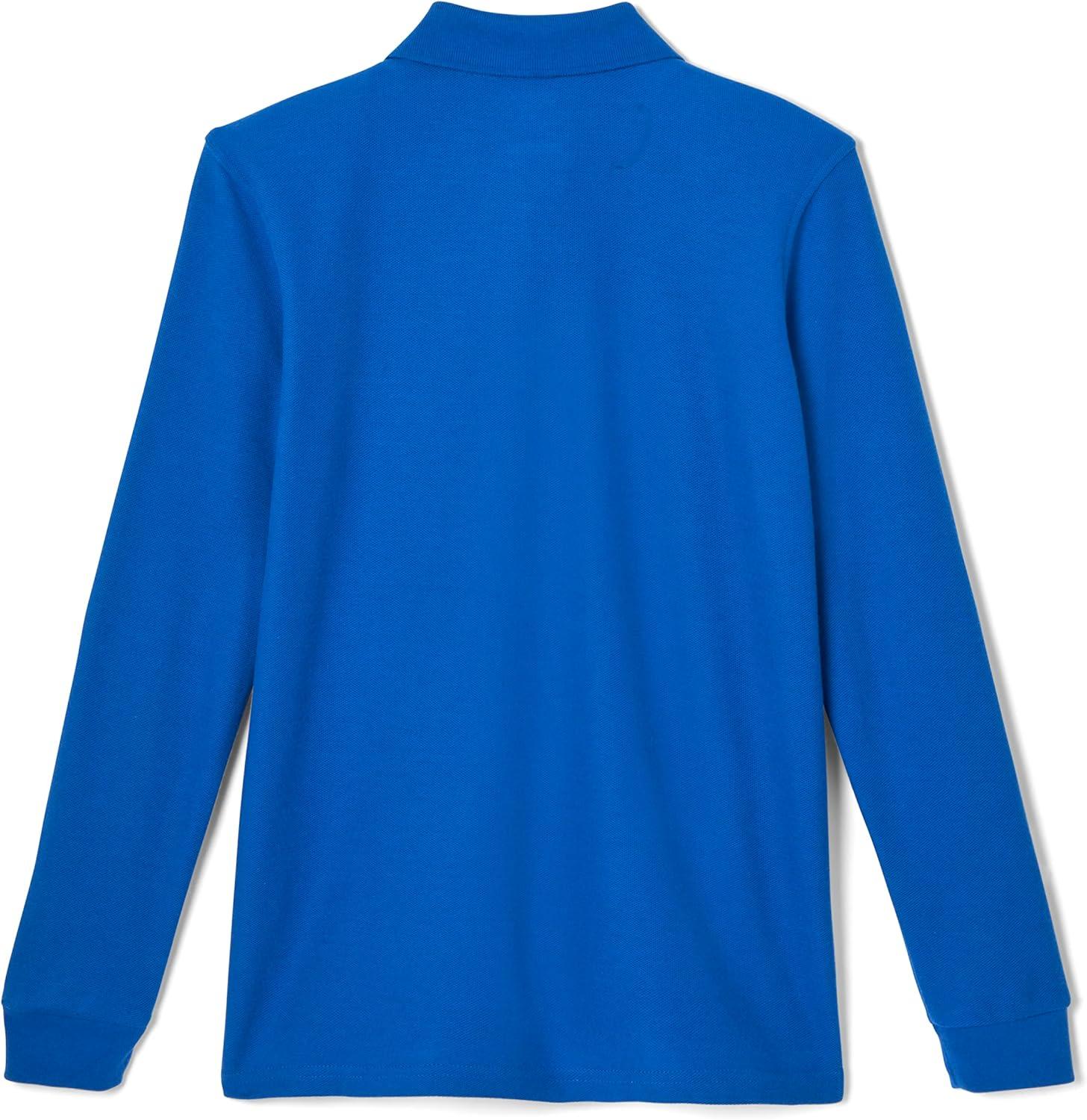 French Toast Boys Pique Polo School Uniform Shirt with Long Sleeves for Boys and Girls(Royal)