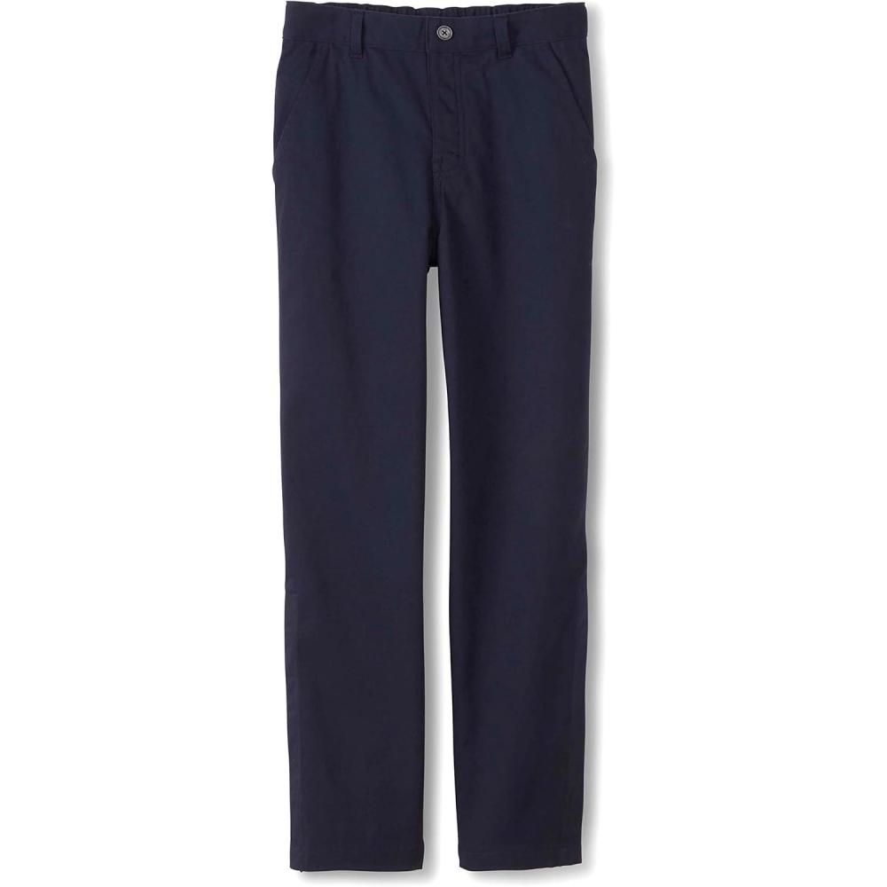 French Toast Boys Adaptive Updated Relaxed Fit Twill Pants with Hook and Loop Closure and Pull-Apart Leg Openings(Navy)