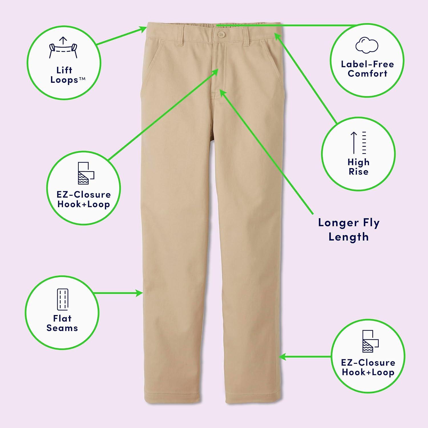 French Toast Boys Adaptive Updated Relaxed Fit Twill Pants with Hook and Loop Closure and Pull-Apart Leg Openings(Navy)