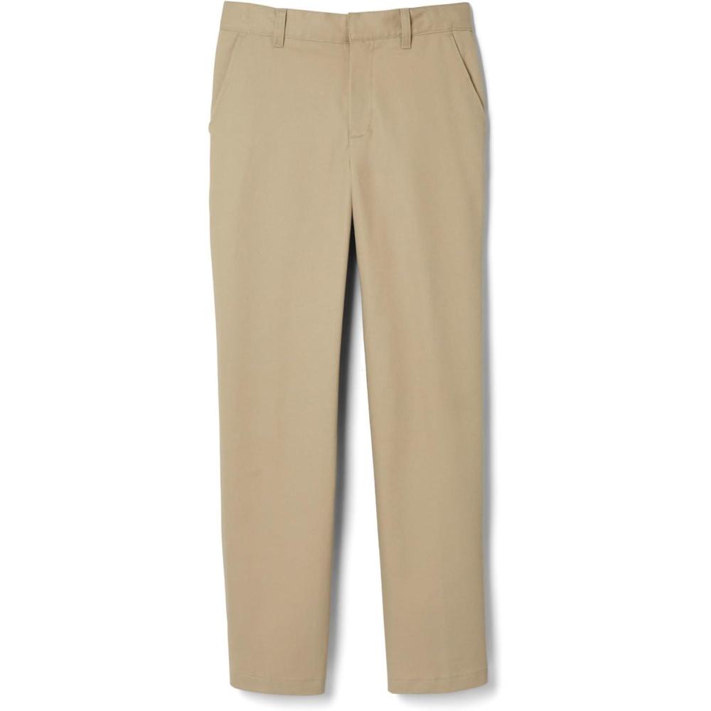 French Toast Boys’ Relaxed Fit Twill Pant with Adjustable Waist in Standard Slim and Husky(Khaki)