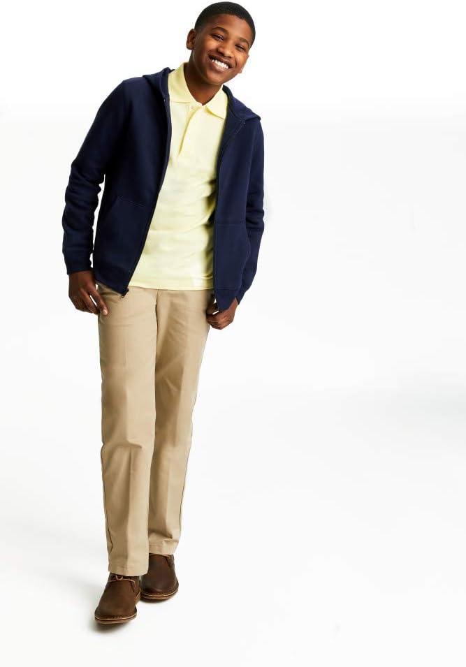 French Toast Boys’ Relaxed Fit Twill Pant with Adjustable Waist in Standard Slim and Husky(Khaki)