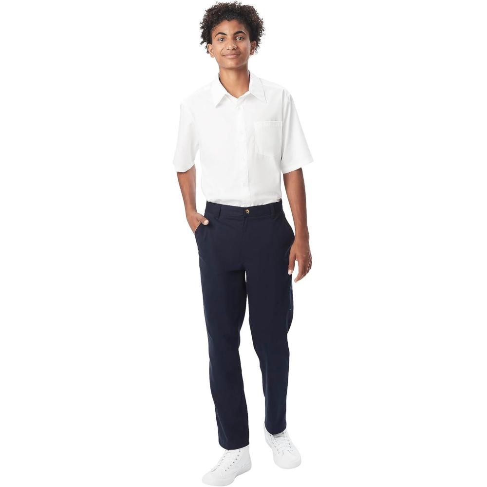 French Toast Boys’ Adjustable Waist Straight Fit Stretch Twill Chino Pant(Navy)