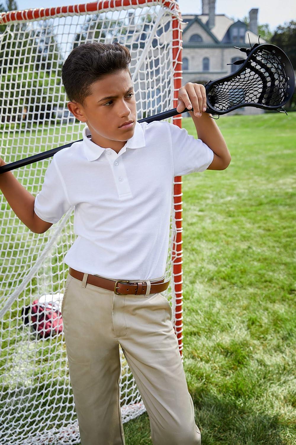 French Toast Boys’ 2-Pack Short Sleeve Pique Polo Shirt(White)