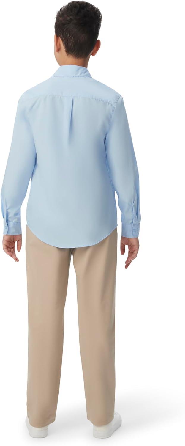 French Toast Boys’ Expandable Collar Button Down Dress Shirt with Long Sleeves (Standard & Husky)(White)