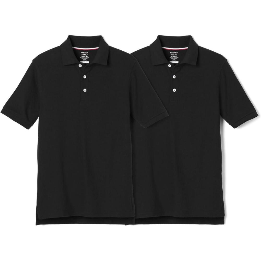 French Toast Boys’ 2-Pack Short Sleeve Pique Polo Shirt(Black)