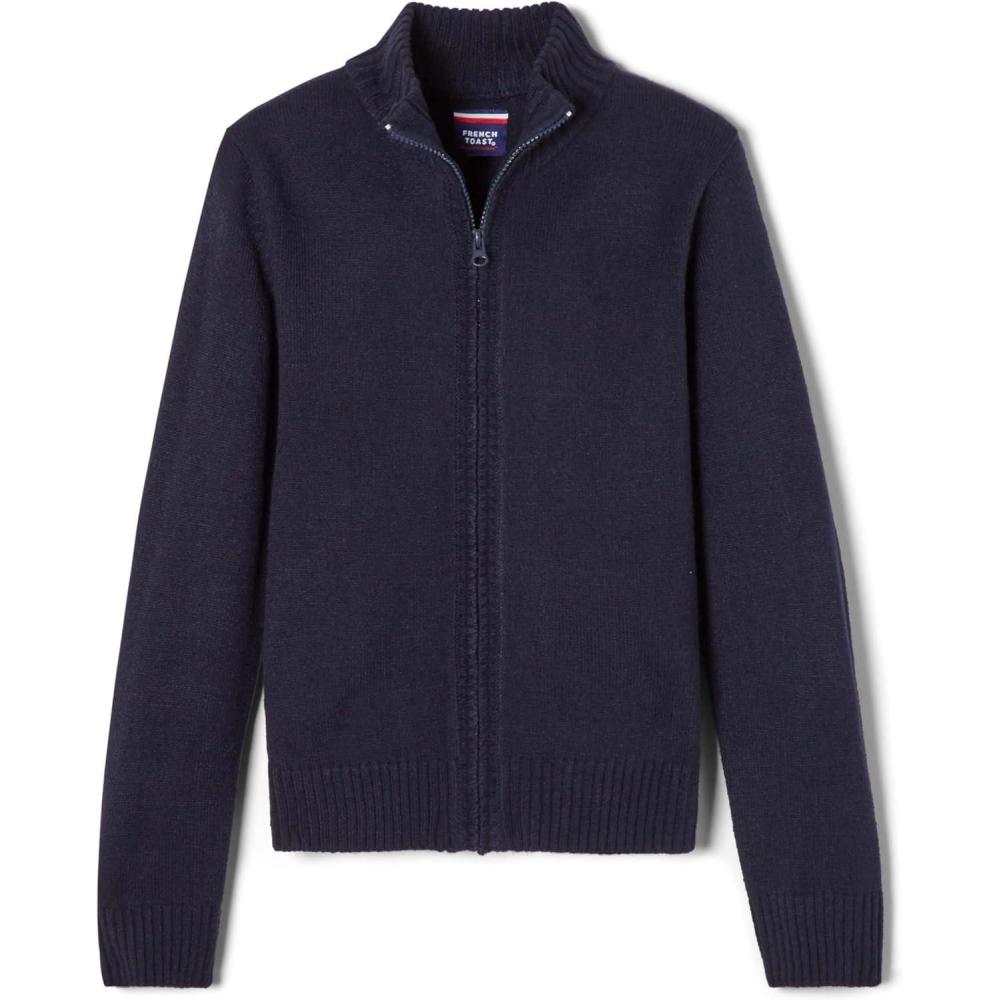 French Toast Boys’ Zip Front Sweater(Navy Blue)