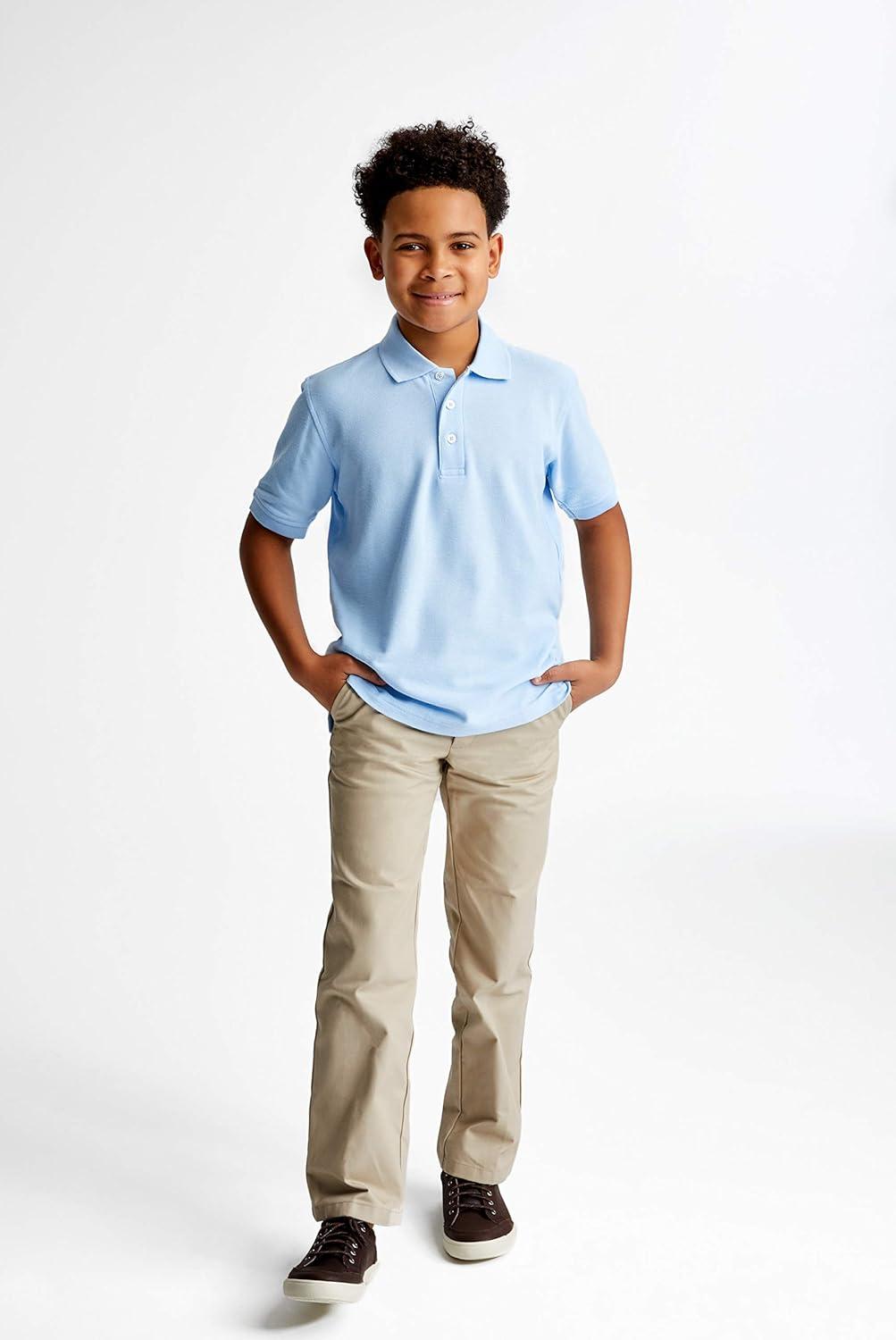 French Toast Boys’ 2-Pack Short Sleeve Pique Polo Shirt(Light Blue)