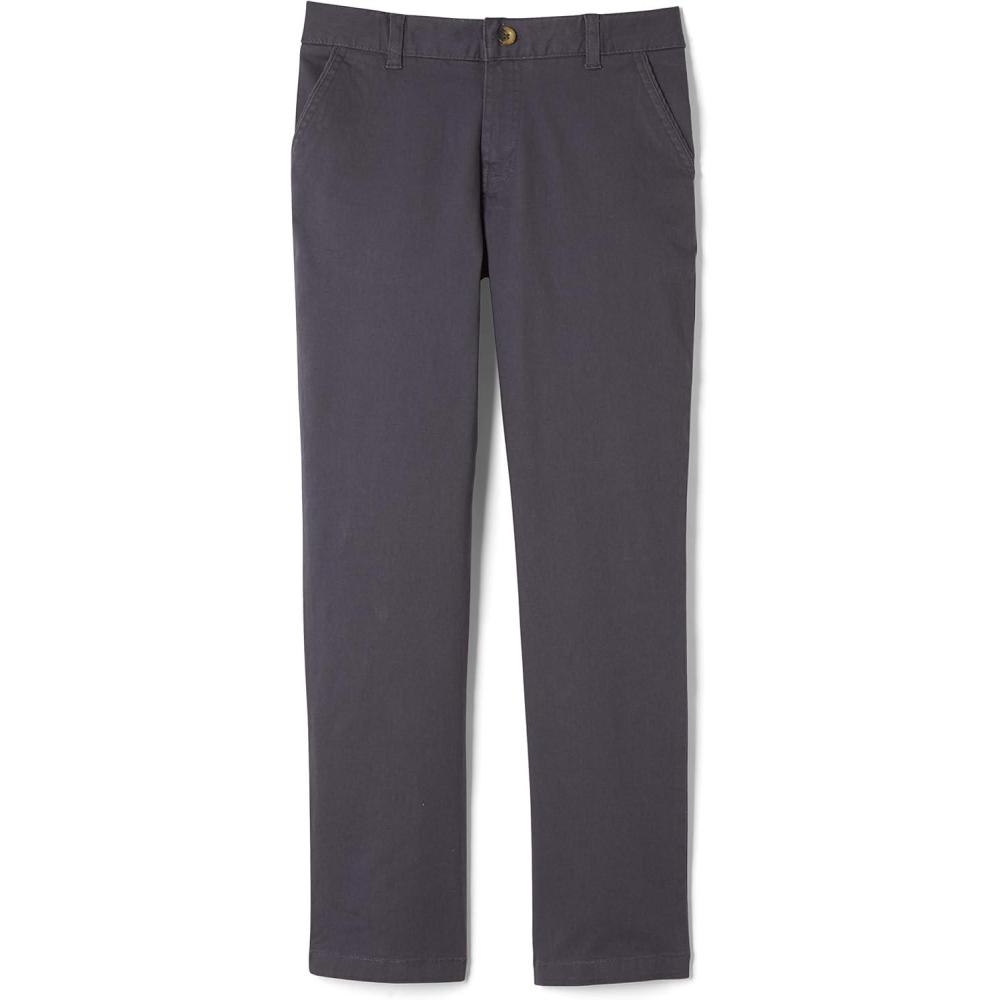 French Toast Boys’ Adjustable Waist Straight Fit Stretch Twill Chino Pant(School Uniform Grey)