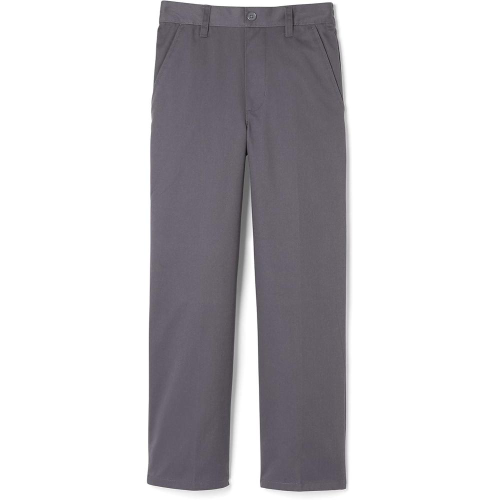 French Toast Boys Pull-On Relaxed Fit School Uniform Pant (Standard & Husky)(Heather Gray)