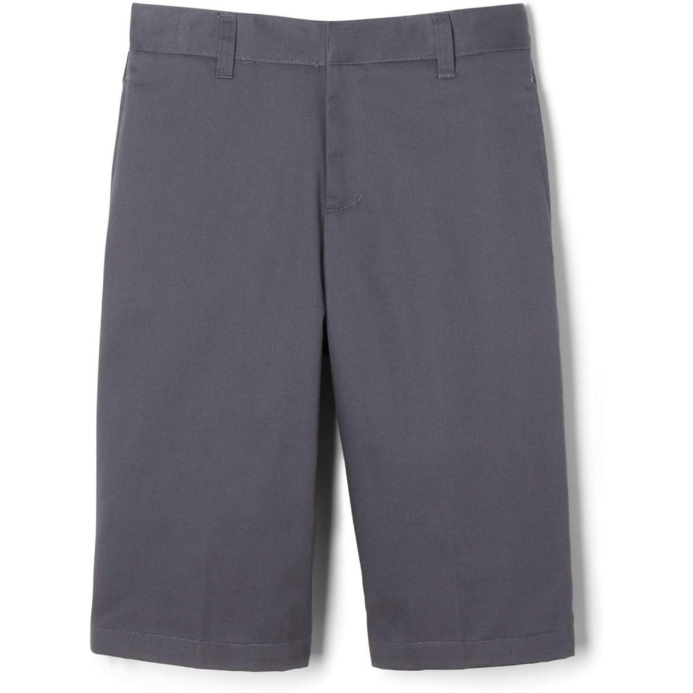 French Toast Boys’ Adjustable Waist Stretch Flat Front Shorts (Standard & Husky) for School Uniform(Heather Gray)