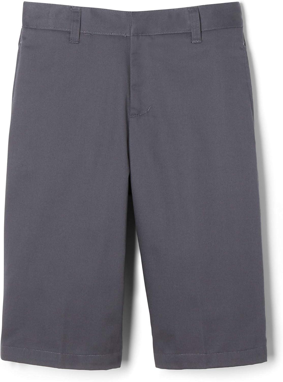 French Toast Boys’ Adjustable Waist Stretch Flat Front Shorts (Standard & Husky) for School Uniform(Heather Gray)