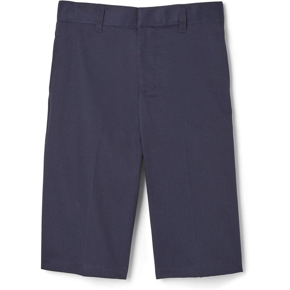 French Toast Boys’ Adjustable Waist Stretch Flat Front Shorts (Standard & Husky) for School Uniform(Navy)